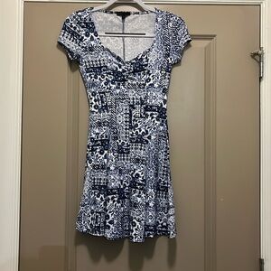 BeBop Navy and White Printed Dress